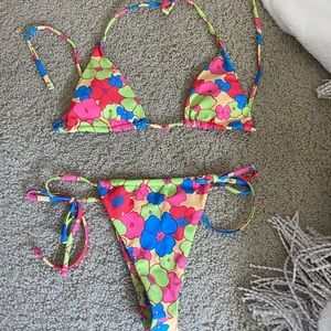 neon floral bikini